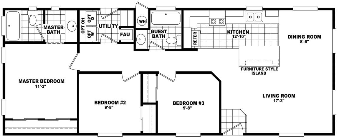 20 wide homes 20523a floor plan home features
