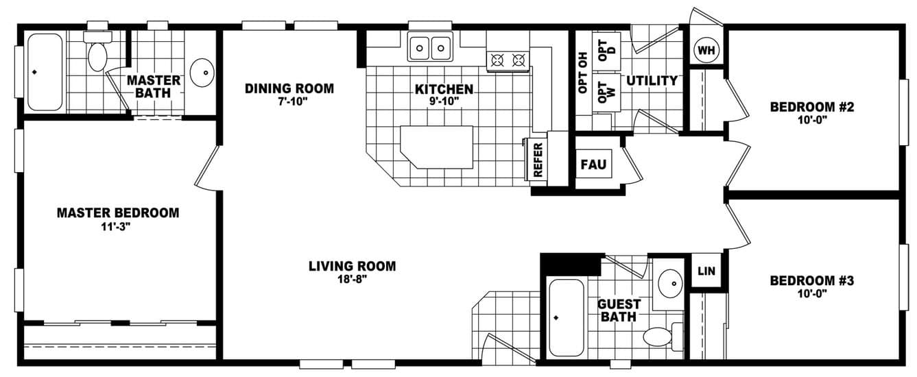 20 wide homes 20523b floor plan home features