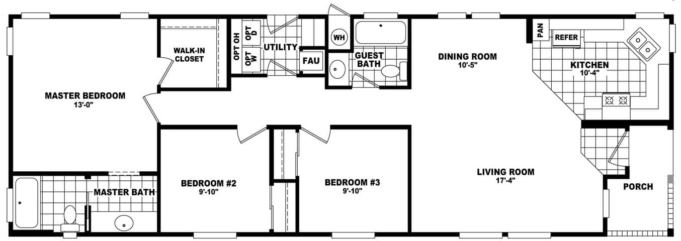 20 wide homes 20603a floor plan home features