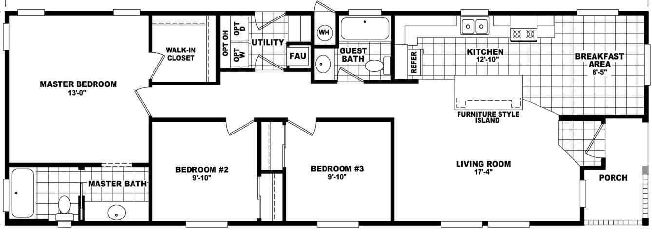 20 wide homes 20603b floor plan home features