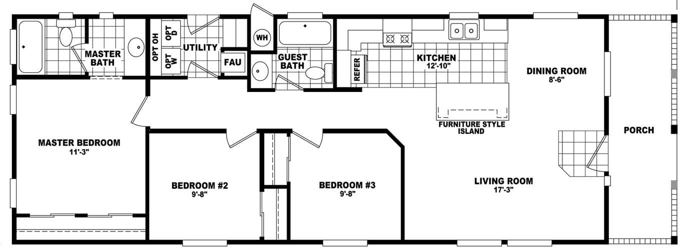 20 wide homes 20583a floor plan home features