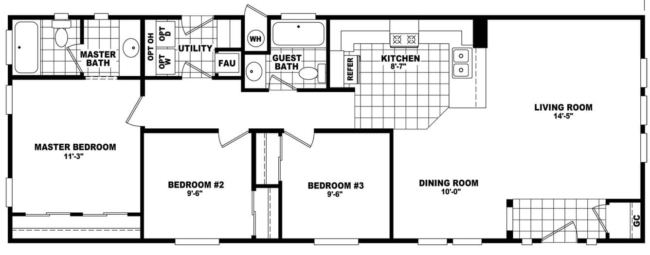 20 wide homes 20563a floor plan home features